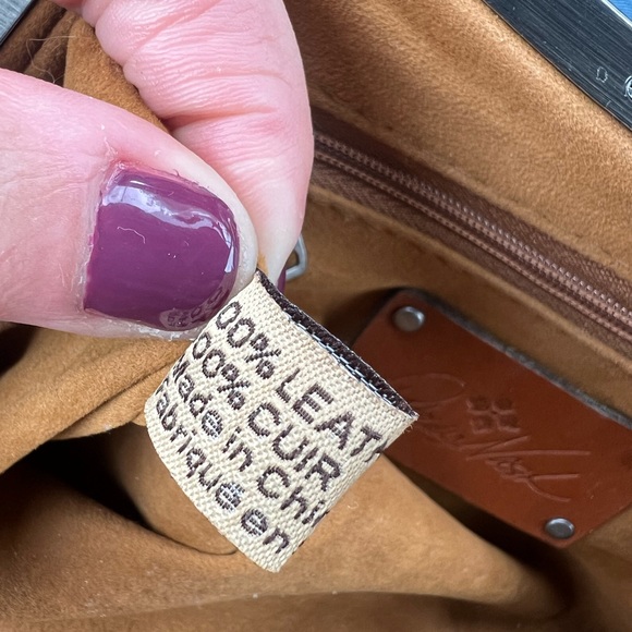 White Patricia Nash tooled leather Metallic Forest double kiss crossbody satchel - Picture 6 of 7